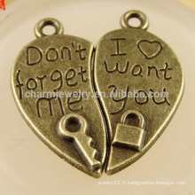 Alloy Love Floating Locket et clés Charms Jewelry lovers Pendentifs DPC003